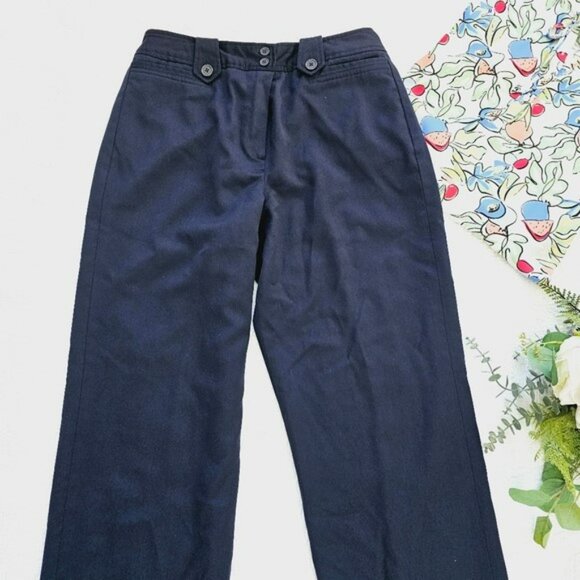 Larry Levine Women's Trousers Size 8 Navy Blue Wool Dress Pants Lined Office - Picture 2 of 16